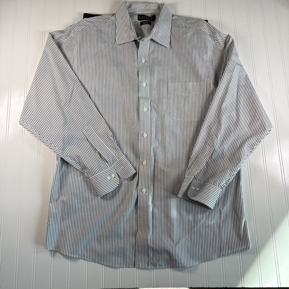 Lauren Ralph Lauren‎ Slim Fit Non Iron Striped Button Down Shirt Mens 18 34/35